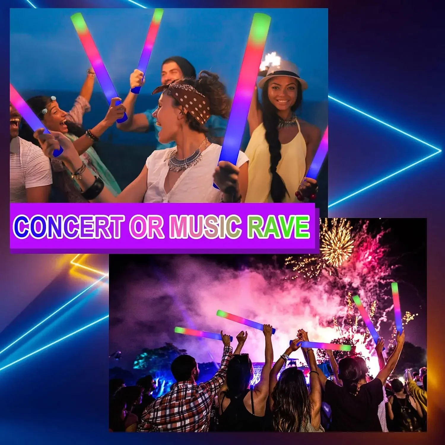50 шт. светодиодных пенопласто – обзор и цена Flashing Led Foam Sticks Party